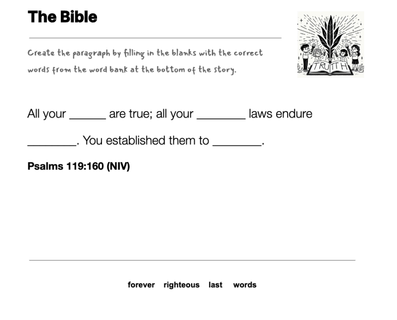 The Bible fill-in-the-blank